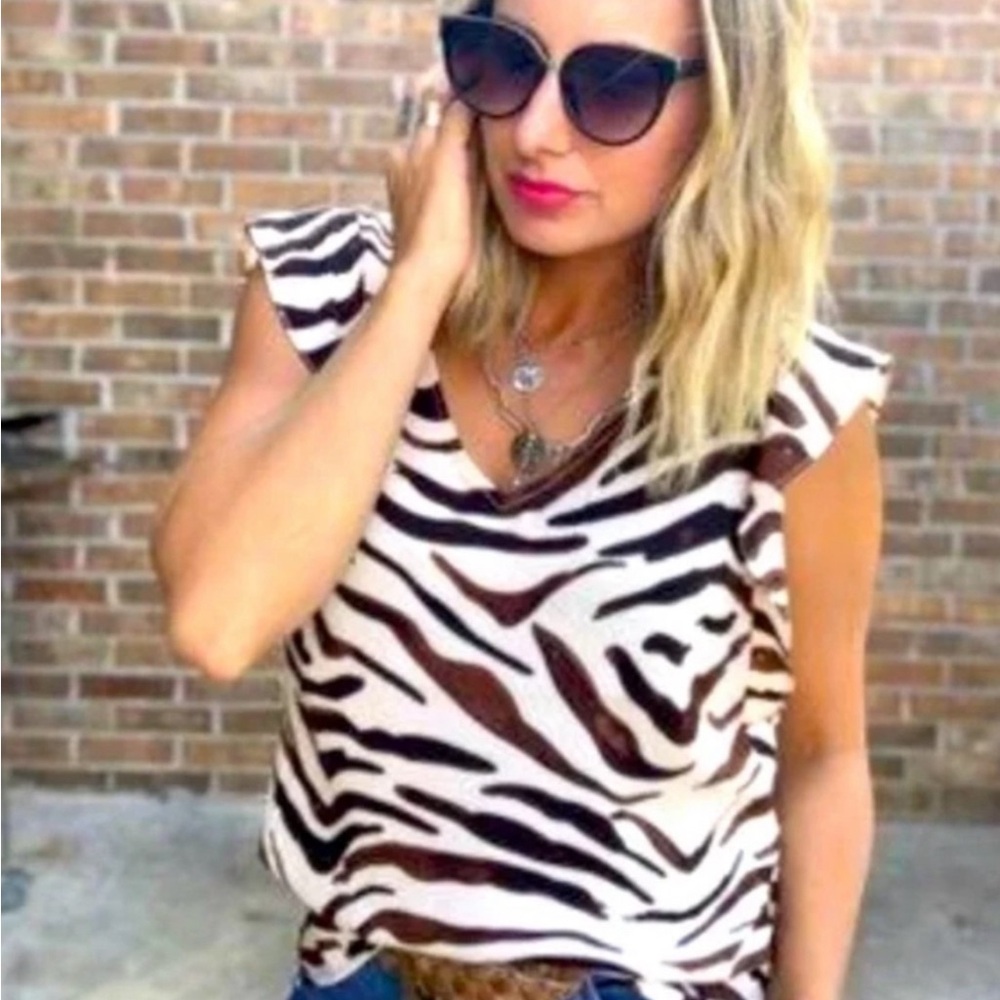 CAbi, S, #3771, Zebra Print Ruffle, EUC